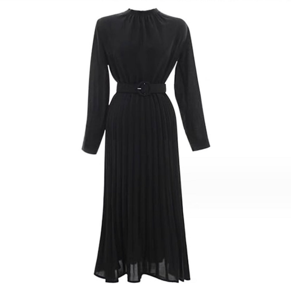 後ろリボンベルト付きプリーツワンピース|オフィスカジュアル レディース 通販【ミレジェネ】