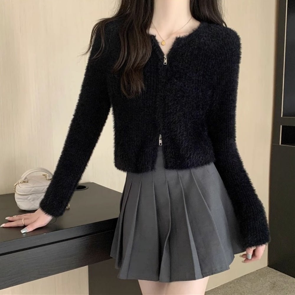 シャギージップアップカーディガン|オフィスカジュアル レディース 通販【ミレジェネ】