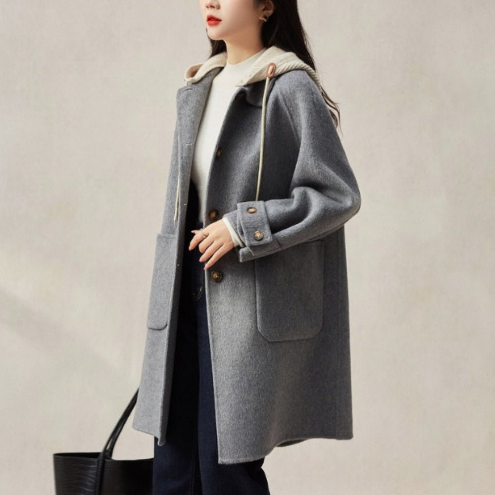 異素材フード付ウールコート|オフィスカジュアル レディース 通販 Millennial Generation【ミレジェネ】