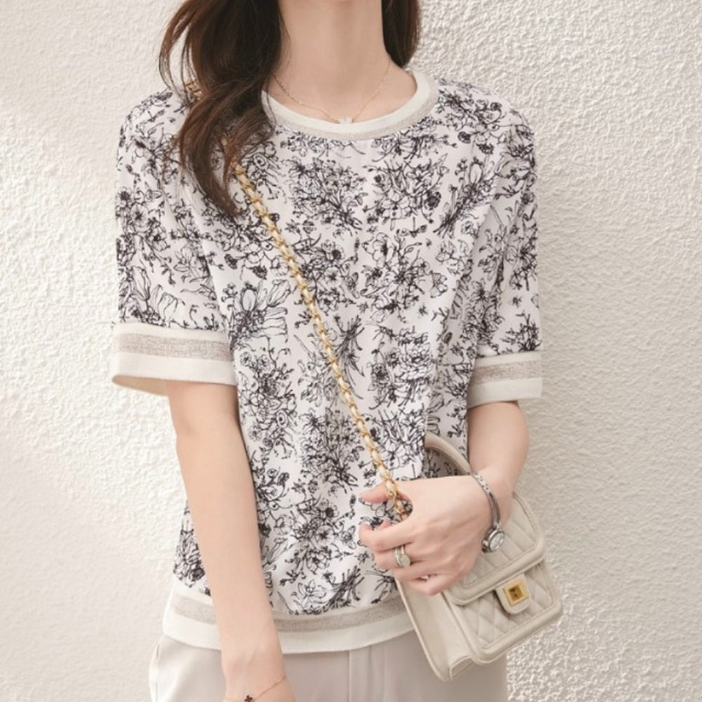 花柄シルキートップス|オフィスカジュアル レディース 通販【ミレジェネ】