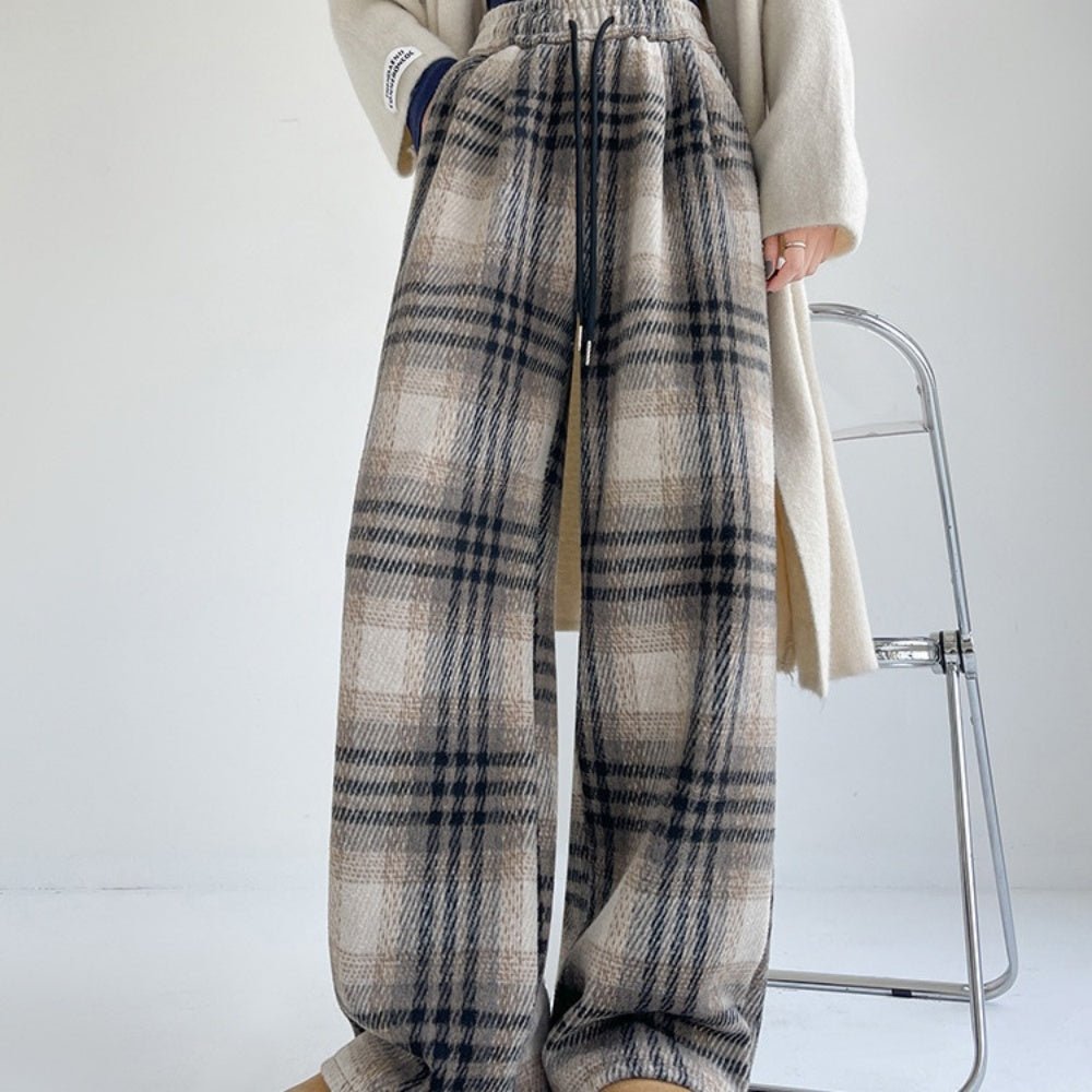 裏ボアチェックストレートパンツ|オフィスカジュアル レディース 通販【ミレジェネ】