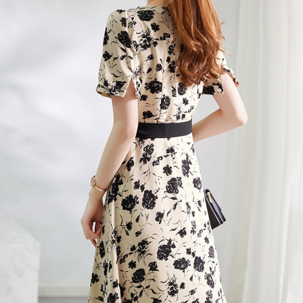 レトロ花柄ワンピース|オフィスカジュアル レディース 通販【ミレジェネ】