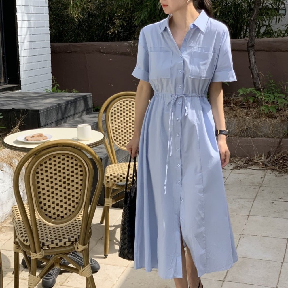 襟付き前ボタン半袖シャツワンピース|オフィスカジュアル レディース 通販 Millennial Generation【ミレジェネ】