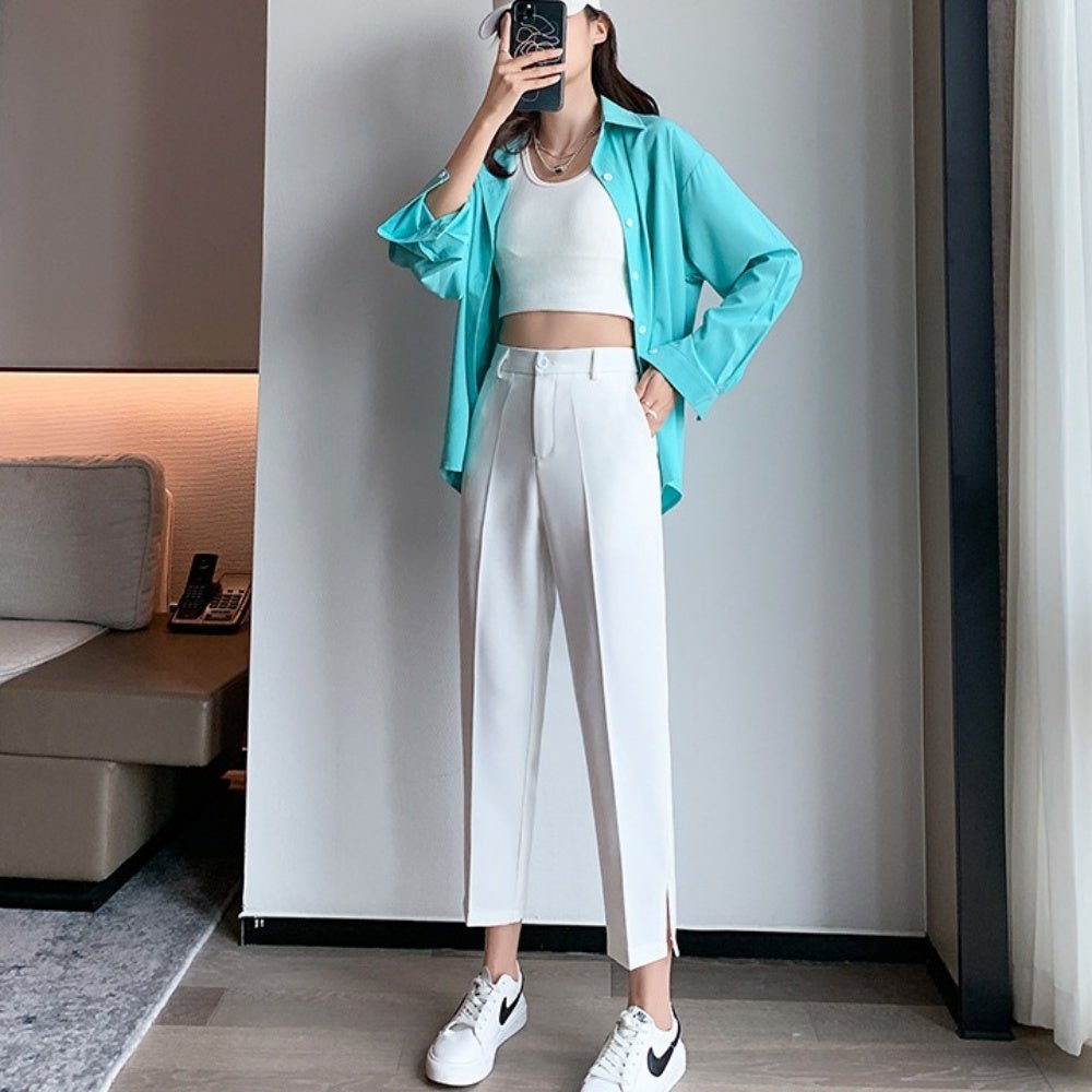 ウエスト後ろゴムスリット付き線有りパンツ|オフィスカジュアル レディース 通販 Millennial Generation【ミレジェネ】