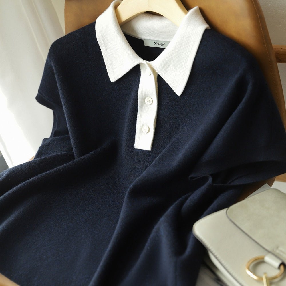 バイカラーポロニット|オフィスカジュアル レディース 通販【ミレジェネ】