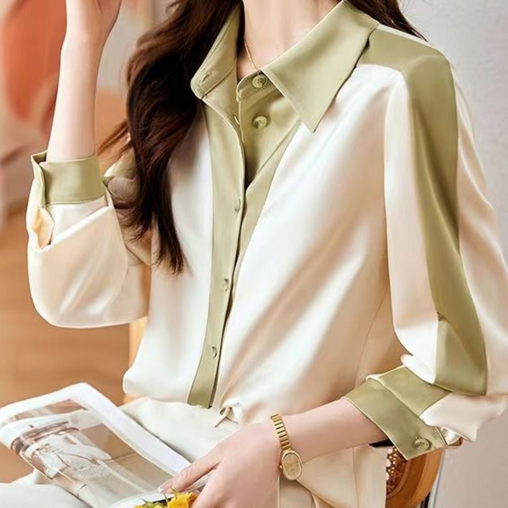 レギュラーカラー配色シャツ|オフィスカジュアル レディース 通販【ミレジェネ】