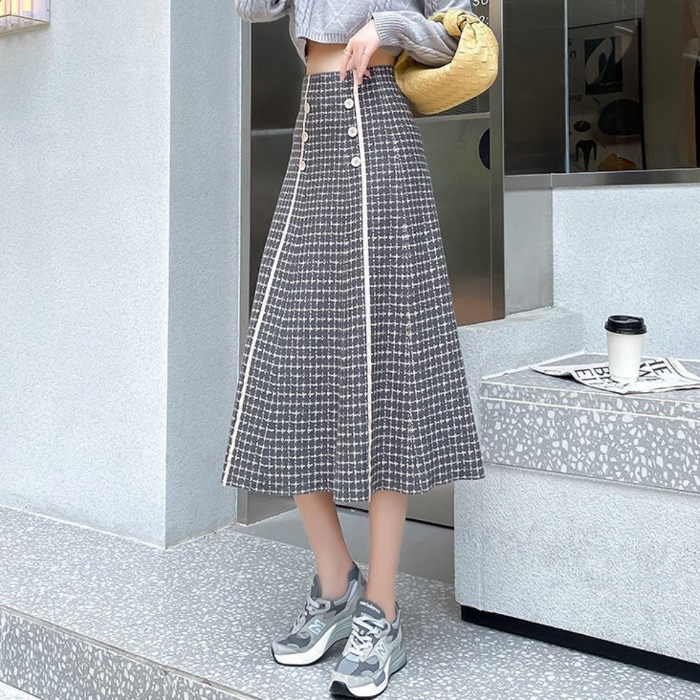 ライン入チェックスカート|オフィスカジュアル レディース 通販【ミレジェネ】