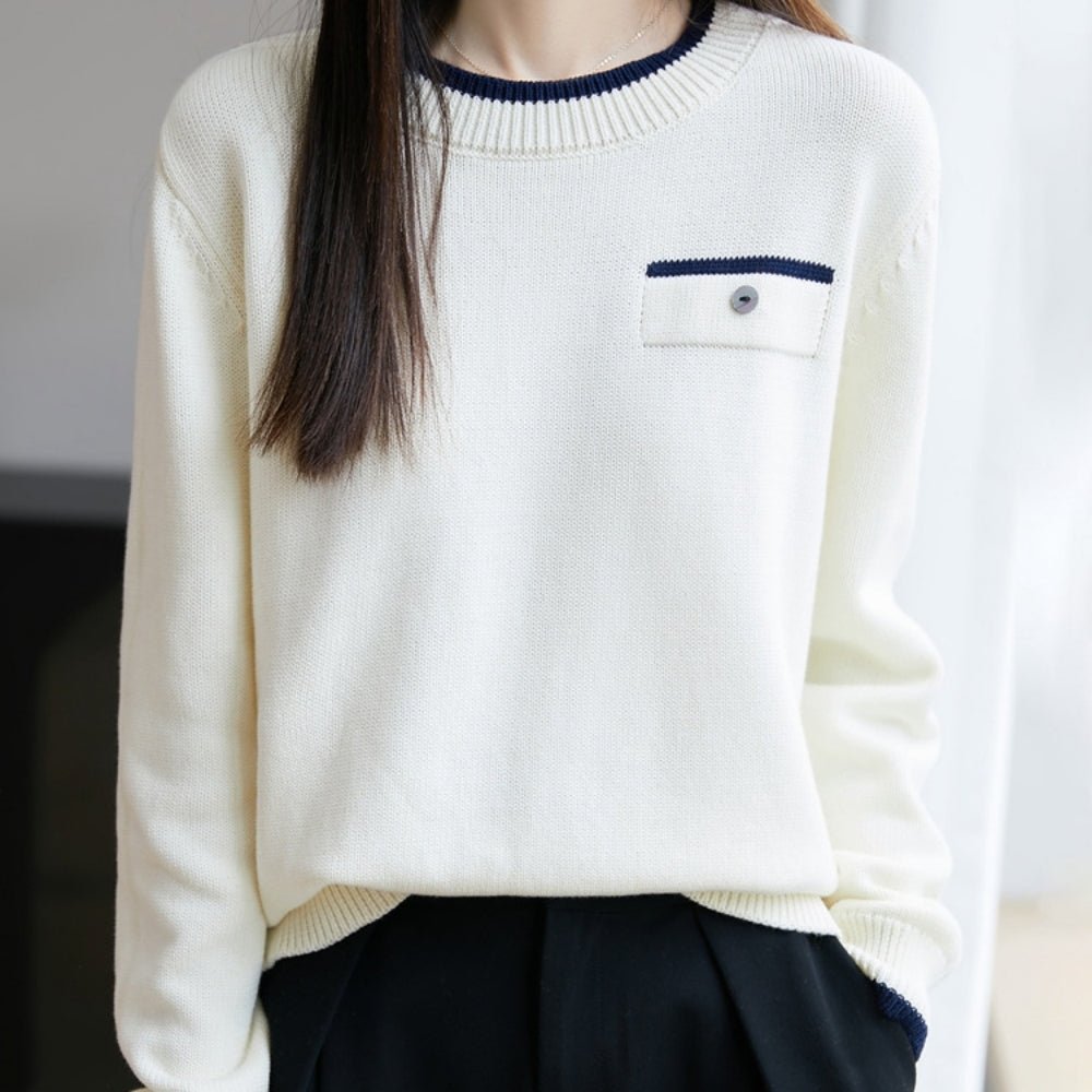 アクセント胸元デザインニット|オフィスカジュアル レディース 通販【ミレジェネ】