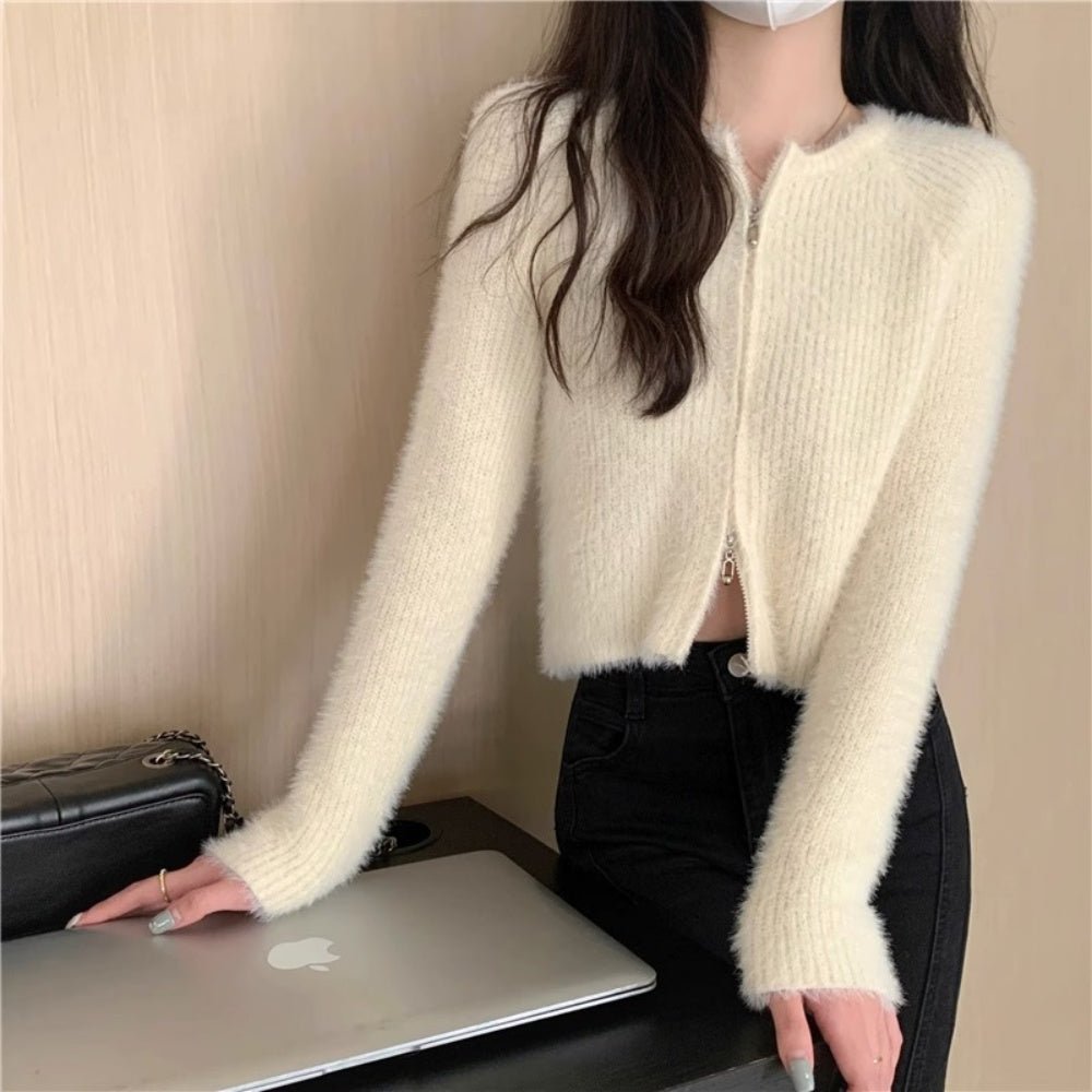 シャギージップアップカーディガン|オフィスカジュアル レディース 通販【ミレジェネ】