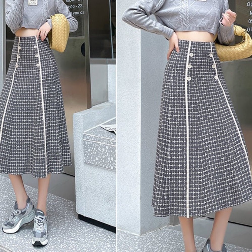 ライン入チェックスカート|オフィスカジュアル レディース 通販【ミレジェネ】