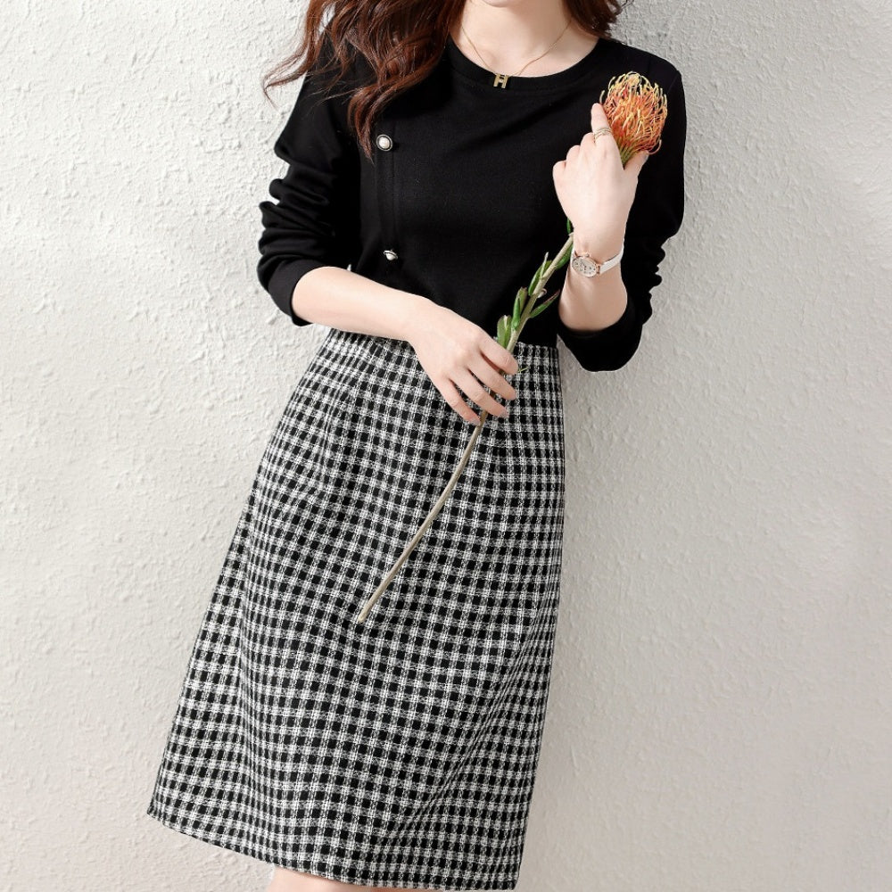 チェック柄ドッキングワンピース|オフィスカジュアル レディース 通販【ミレジェネ】