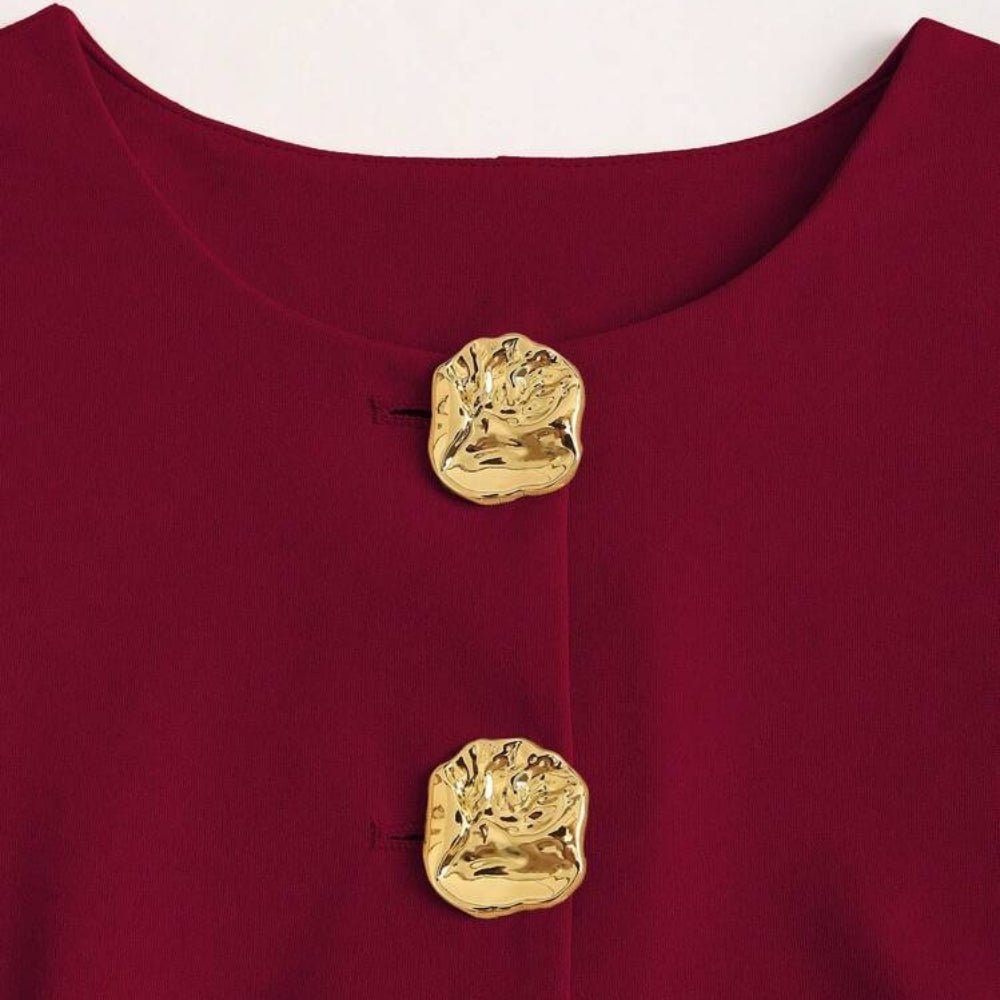 ゴールドボタンラウンドネックベスト|オフィスカジュアル レディース 通販【ミレジェネ】