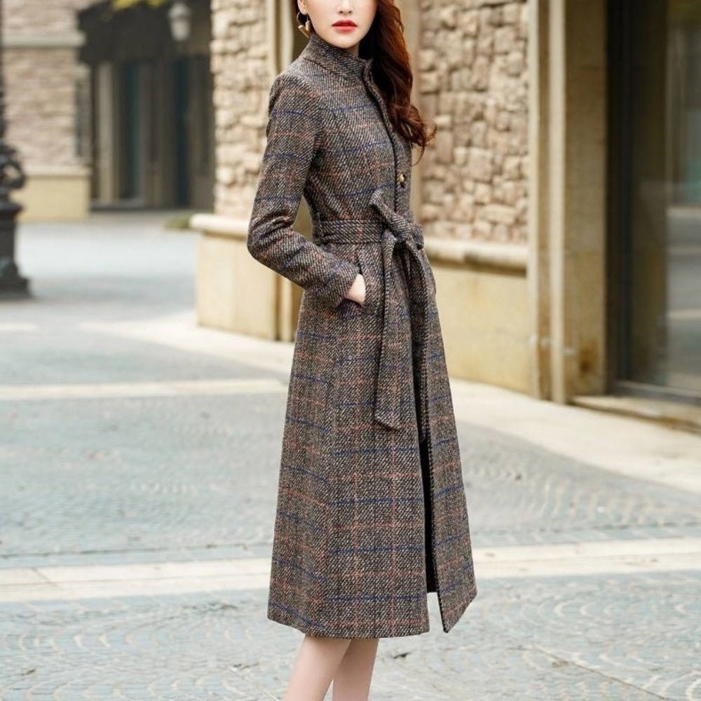 チェック柄スタンドカラーコート|オフィスカジュアル レディース 通販【ミレジェネ】