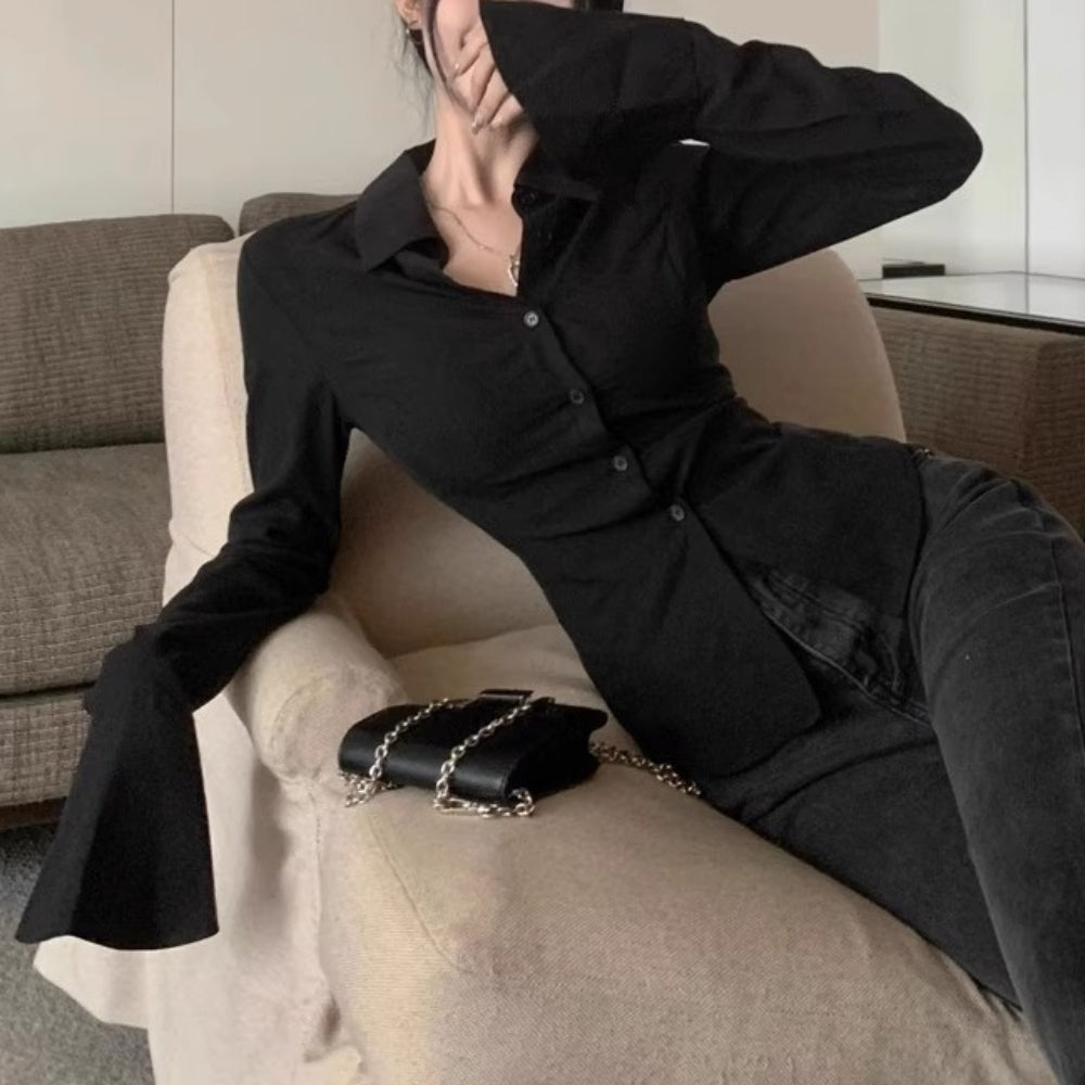 バックレースアップシャツ|オフィスカジュアル レディース 通販【ミレジェネ】