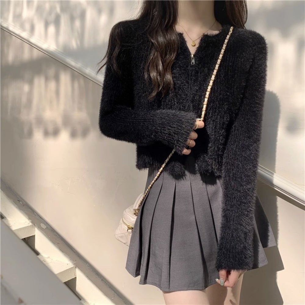 シャギージップアップカーディガン|オフィスカジュアル レディース 通販【ミレジェネ】