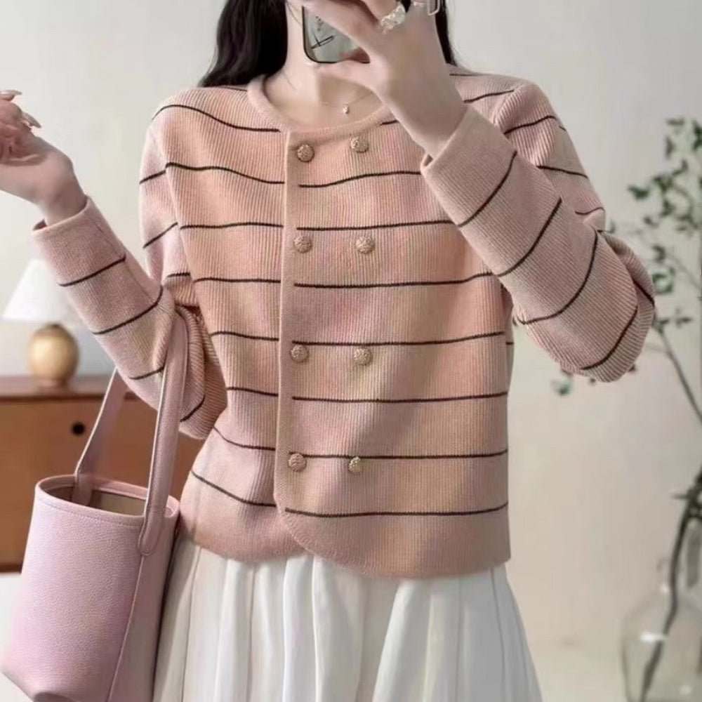 ゴールドボタンニットカーディガン|オフィスカジュアル レディース 通販 Millennial Generation【ミレジェネ】