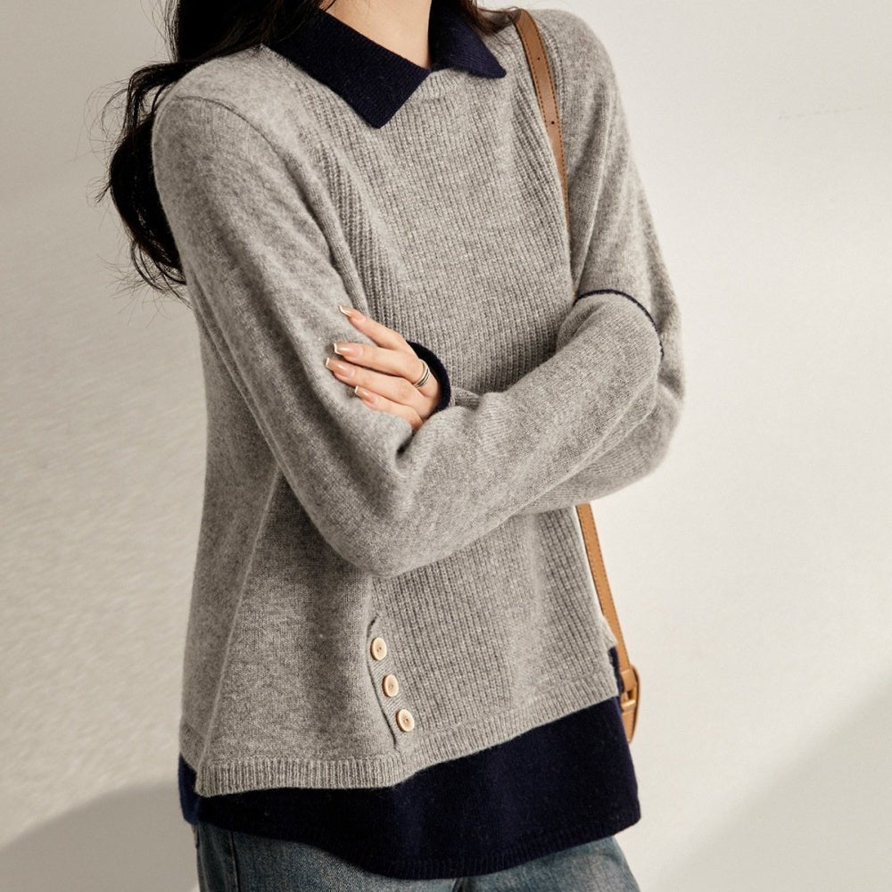 襟付きボタンニット|オフィスカジュアル レディース 通販【ミレジェネ】
