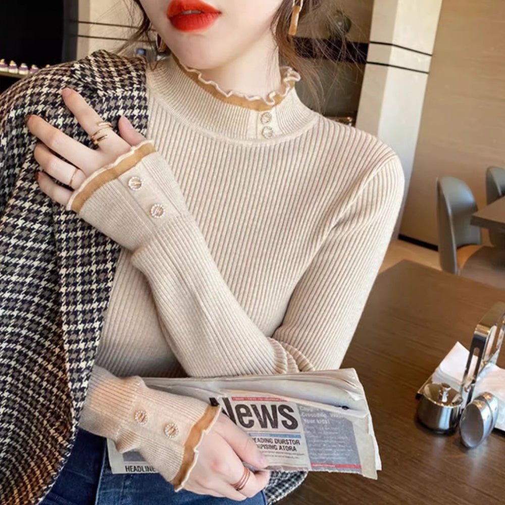 シアーフリルトリムリブニット|オフィスカジュアル レディース 通販【ミレジェネ】