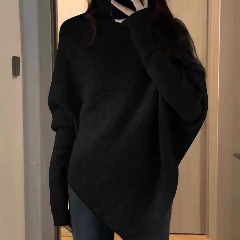 ハイネックアシンメトリーニット|オフィスカジュアル レディース 通販 Millennial Generation【ミレジェネ】