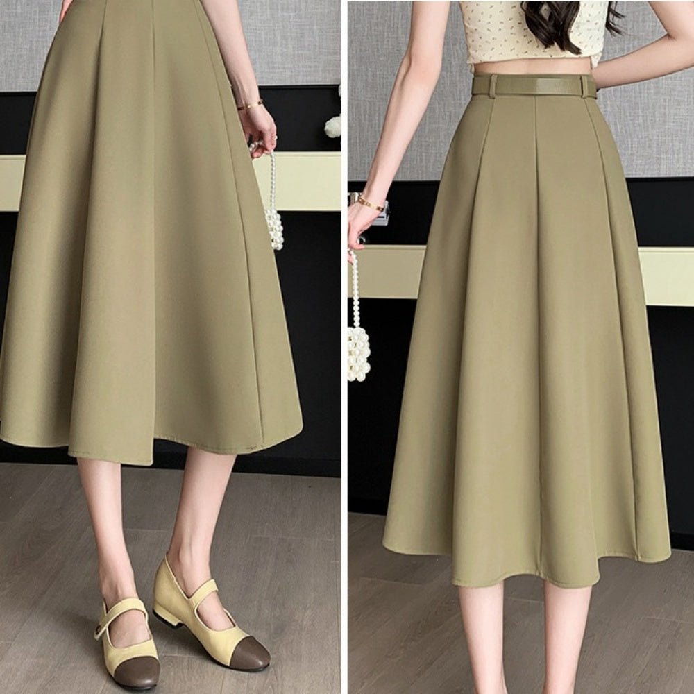 ミドル丈ハイウエストスカート|オフィスカジュアル レディース 通販【ミレジェネ】