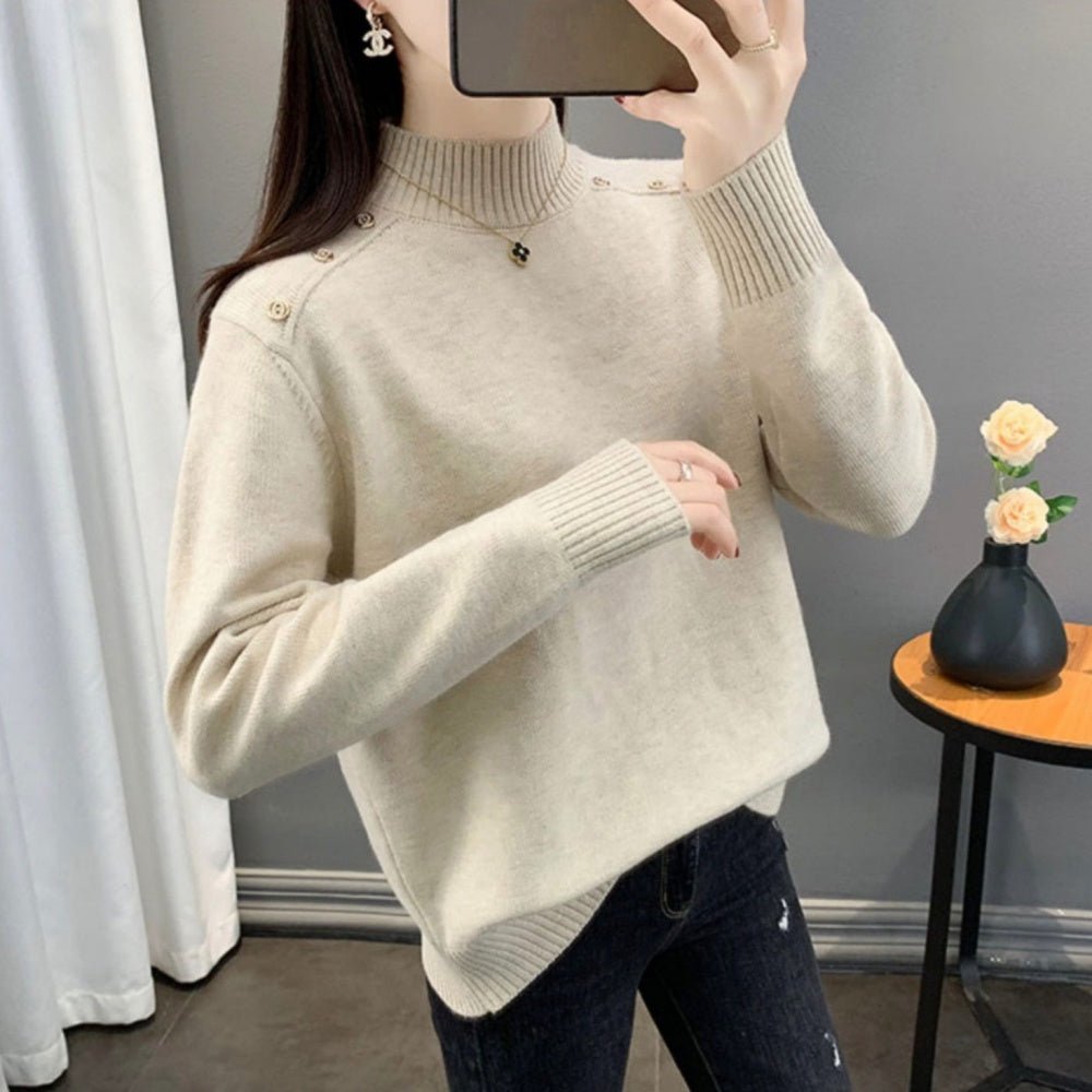 ショルダーボタンハイネックニットセーター|オフィスカジュアル レディース 通販 Millennial Generation【ミレジェネ】