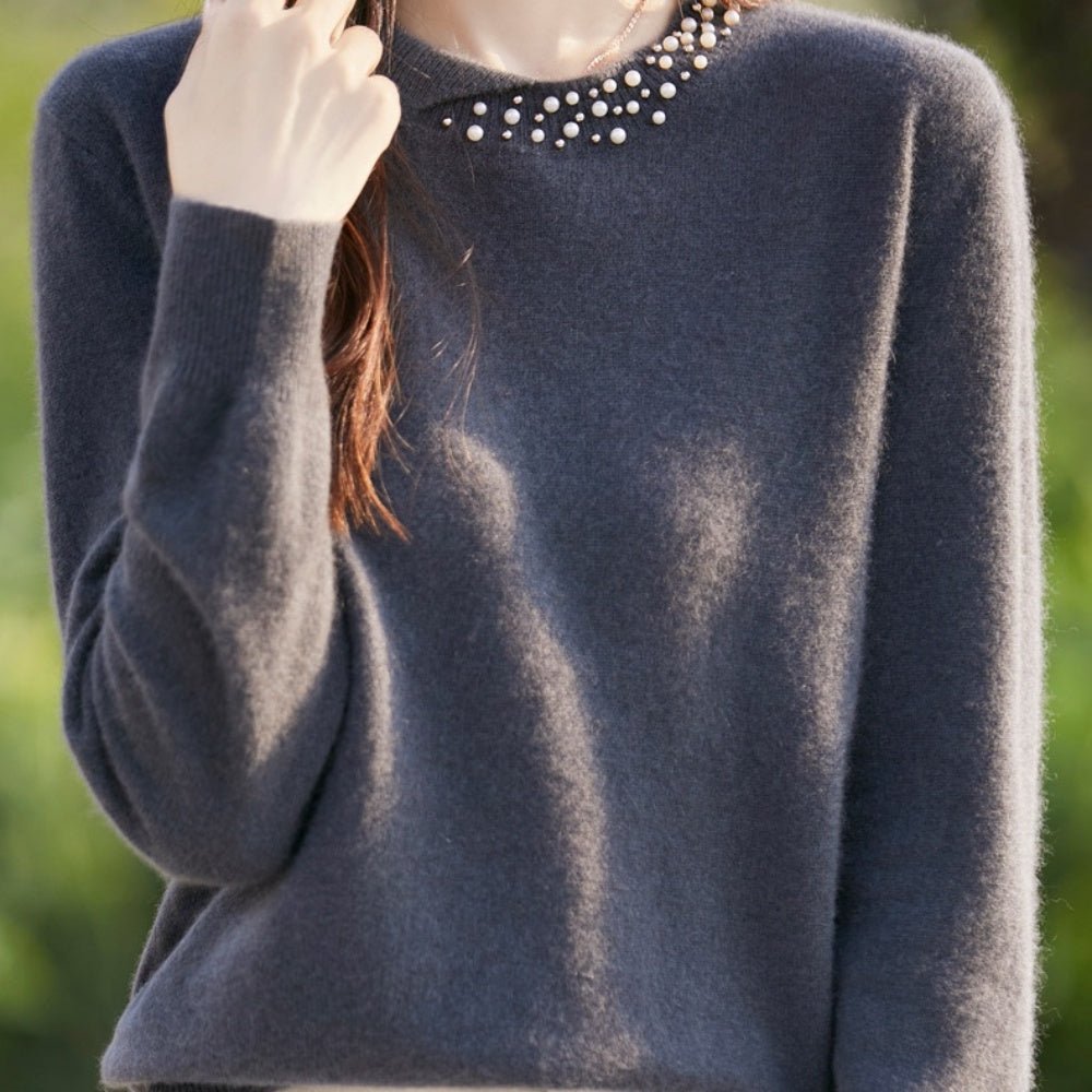 パールビジュー付ニットセーター|オフィスカジュアル レディース 通販【ミレジェネ】