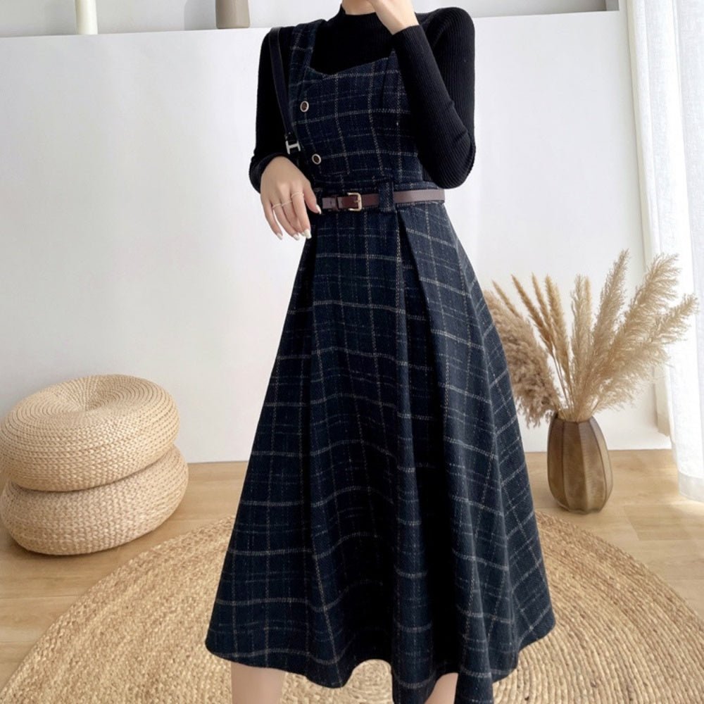 ベルト付きチェックジャンパースカート|オフィスカジュアル レディース 通販【ミレジェネ】