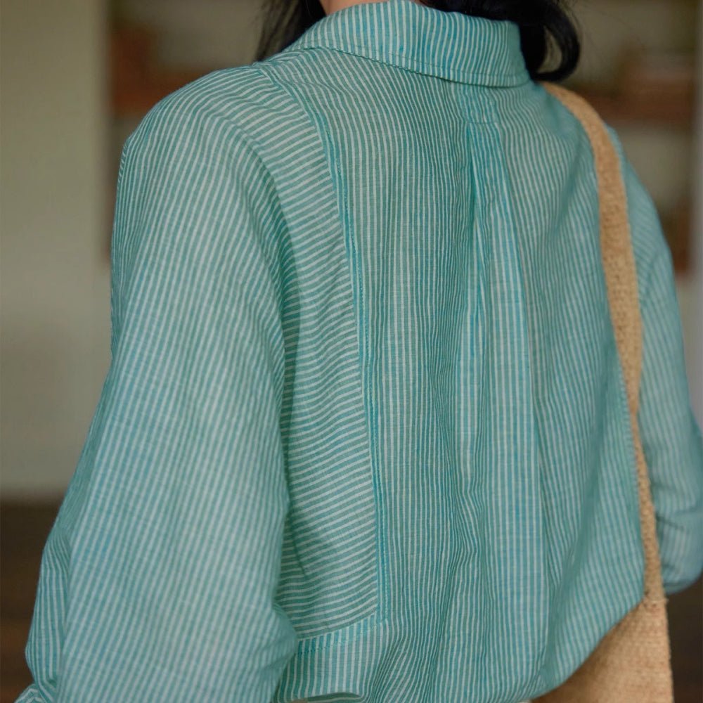 フレンチストライプゆったりコットンシャツ|オフィスカジュアル レディース 通販【ミレジェネ】