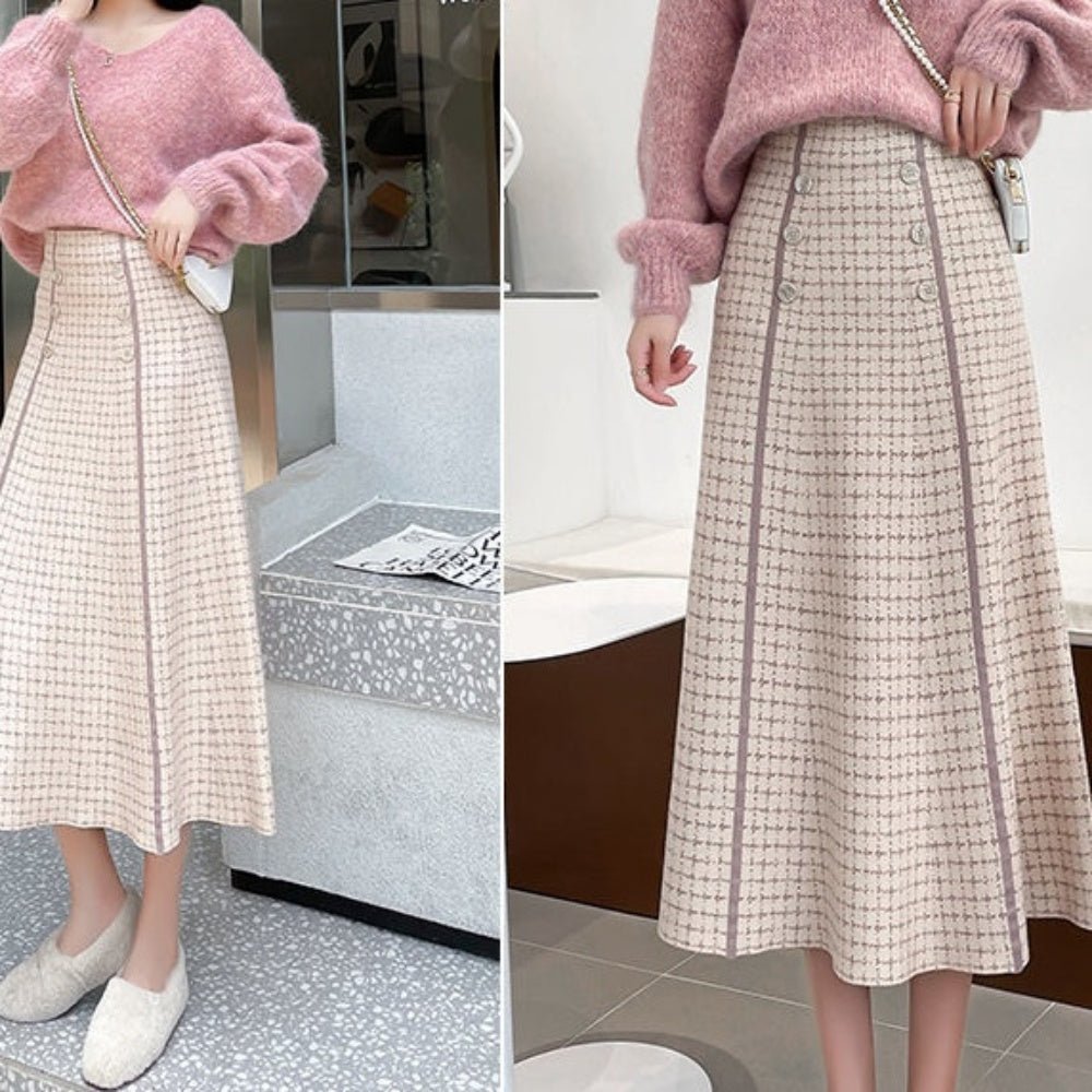 ライン入チェックスカート|オフィスカジュアル レディース 通販【ミレジェネ】