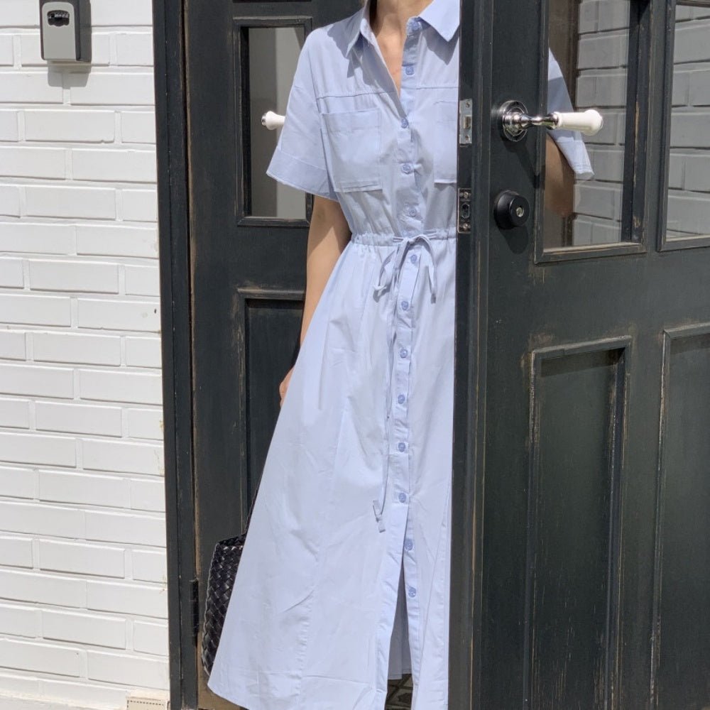 襟付き前ボタン半袖シャツワンピース|オフィスカジュアル レディース 通販 Millennial Generation【ミレジェネ】