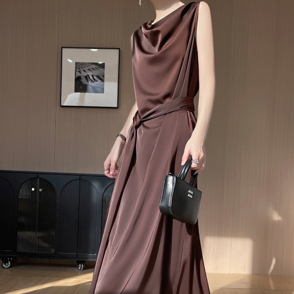 サテンドレープワンピース|オフィスカジュアル レディース 通販【ミレジェネ】
