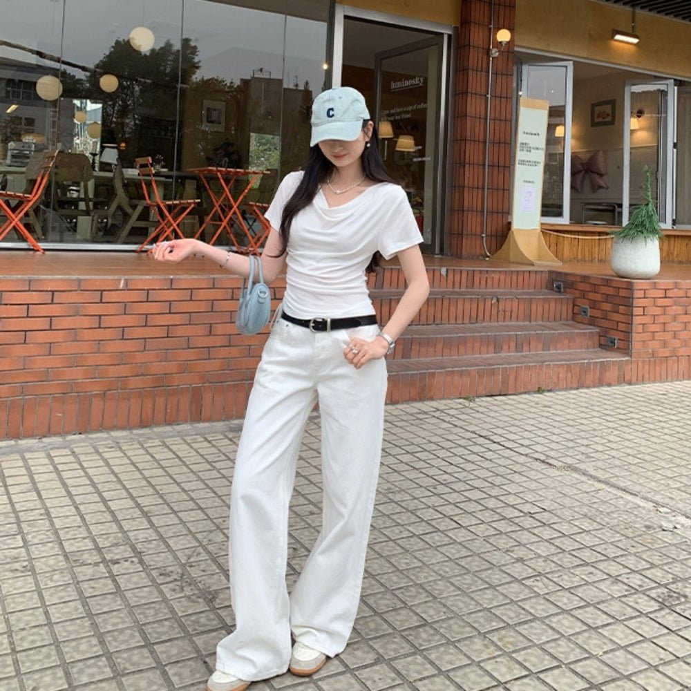 ドレープネックサイドドロストTシャツ|オフィスカジュアル レディース 通販【ミレジェネ】