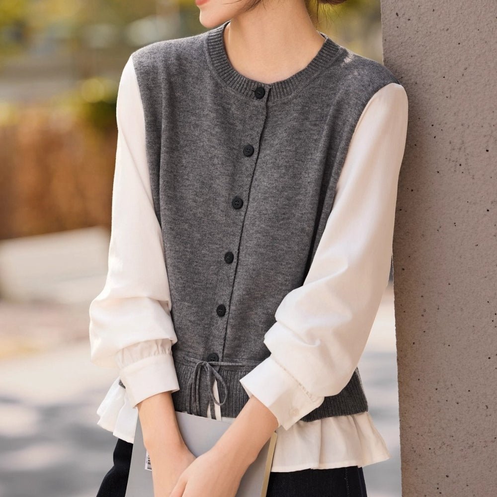 異素材ドッキングトップス|オフィスカジュアル レディース 通販【ミレジェネ】