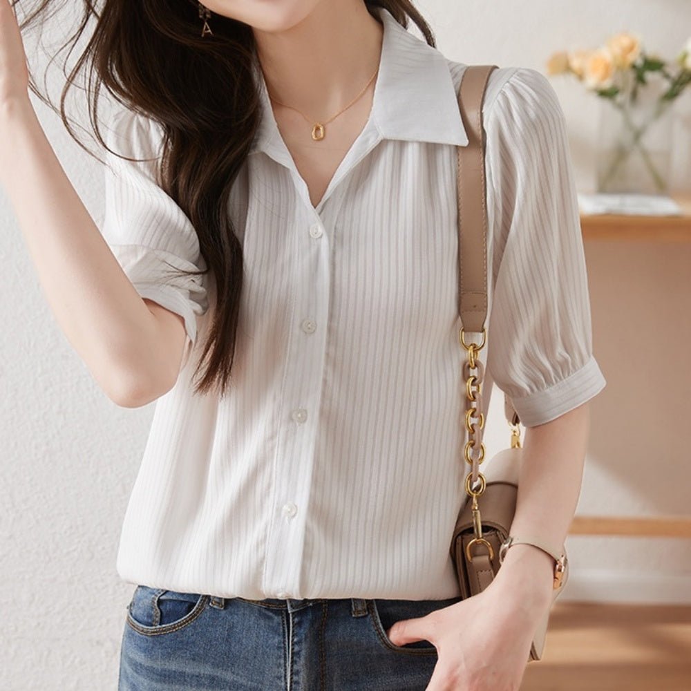 スキッパー襟シフォンブラウス|オフィスカジュアル レディース 通販【ミレジェネ】