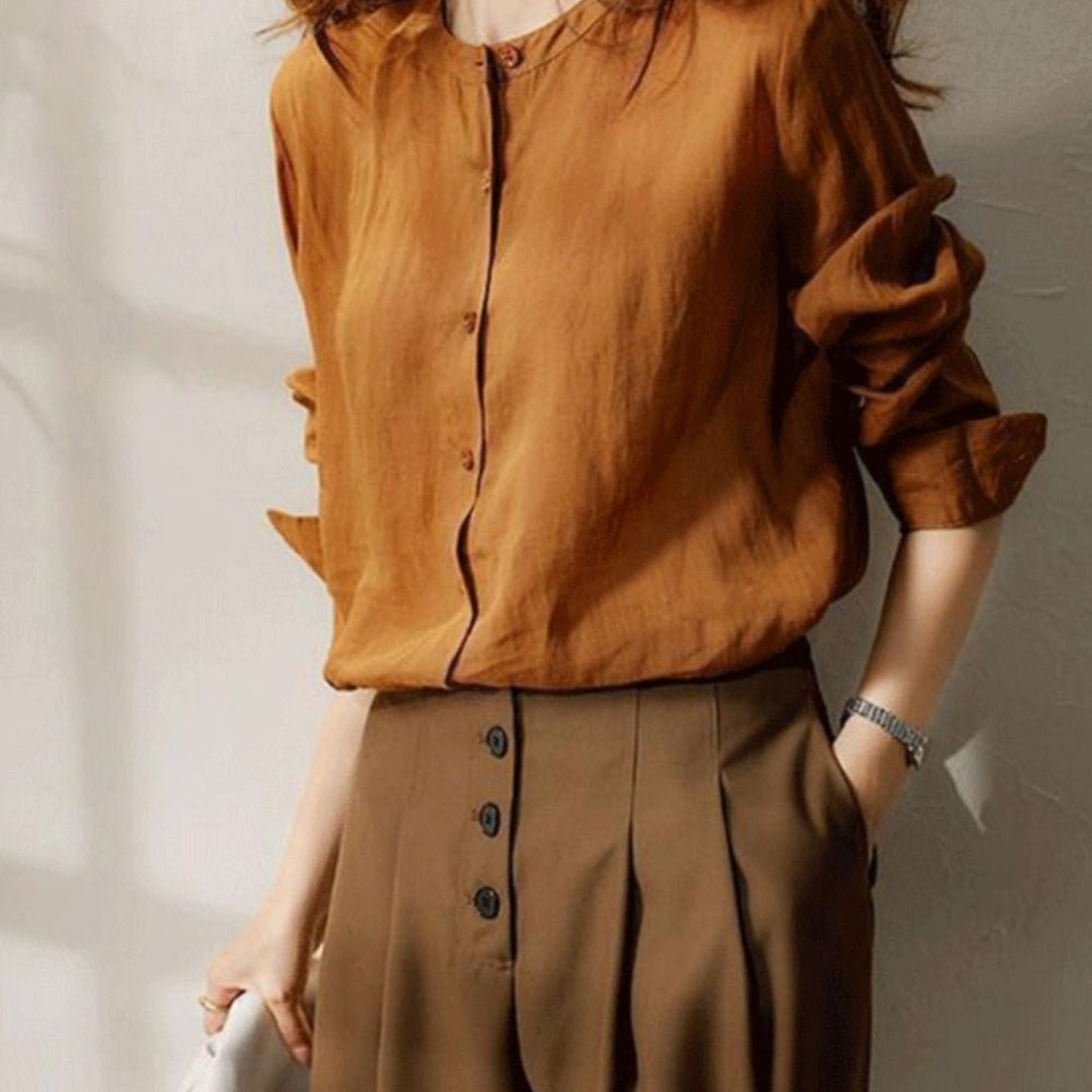 ラウンドネックソフトブラウス|オフィスカジュアル レディース 通販【ミレジェネ】