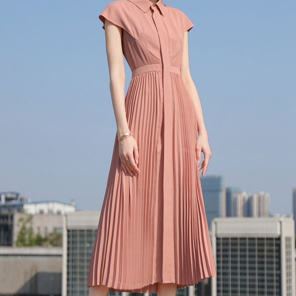 シャツ切り替えデザインプリーツワンピース|オフィスカジュアル レディース 通販【ミレジェネ】