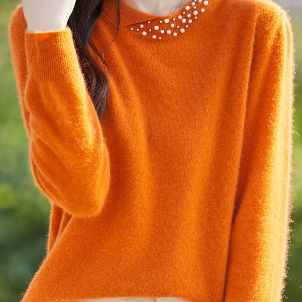 パールビジュー付ニットセーター|オフィスカジュアル レディース 通販【ミレジェネ】