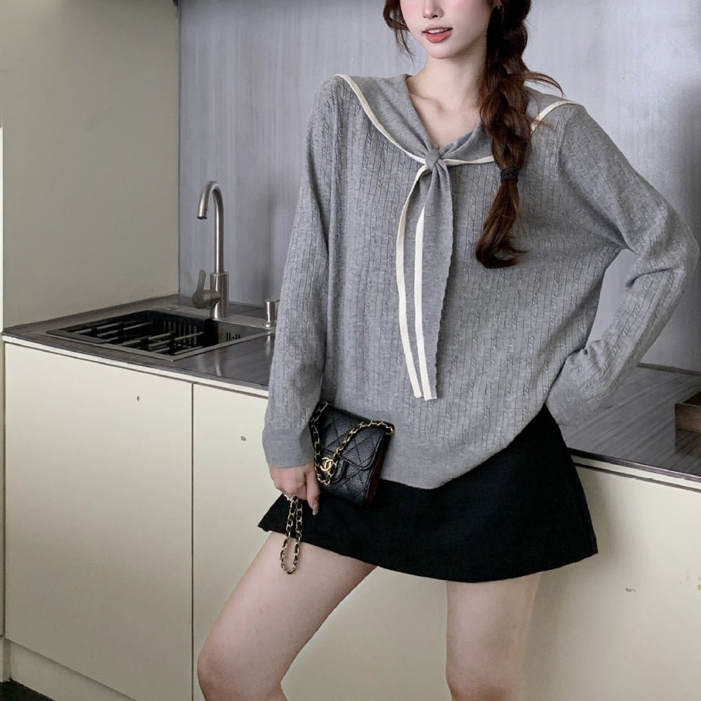 セーラーカラー配色ニット|オフィスカジュアル レディース 通販【ミレジェネ】