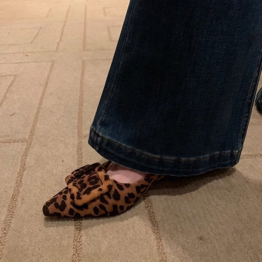 ヒョウ柄スクエアバックルパンプス|オフィスカジュアル レディース 通販【ミレジェネ】