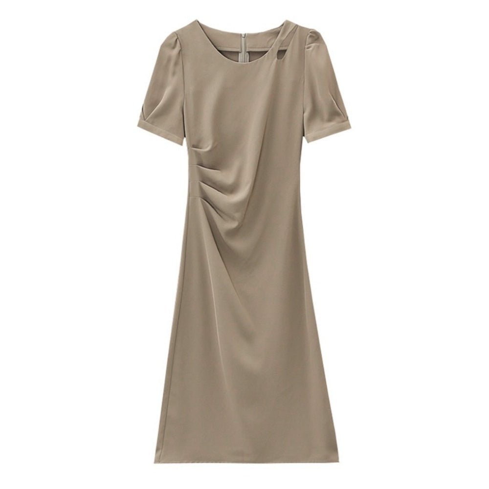 ウエストドレープ半袖ワンピース|オフィスカジュアル レディース 通販【ミレジェネ】