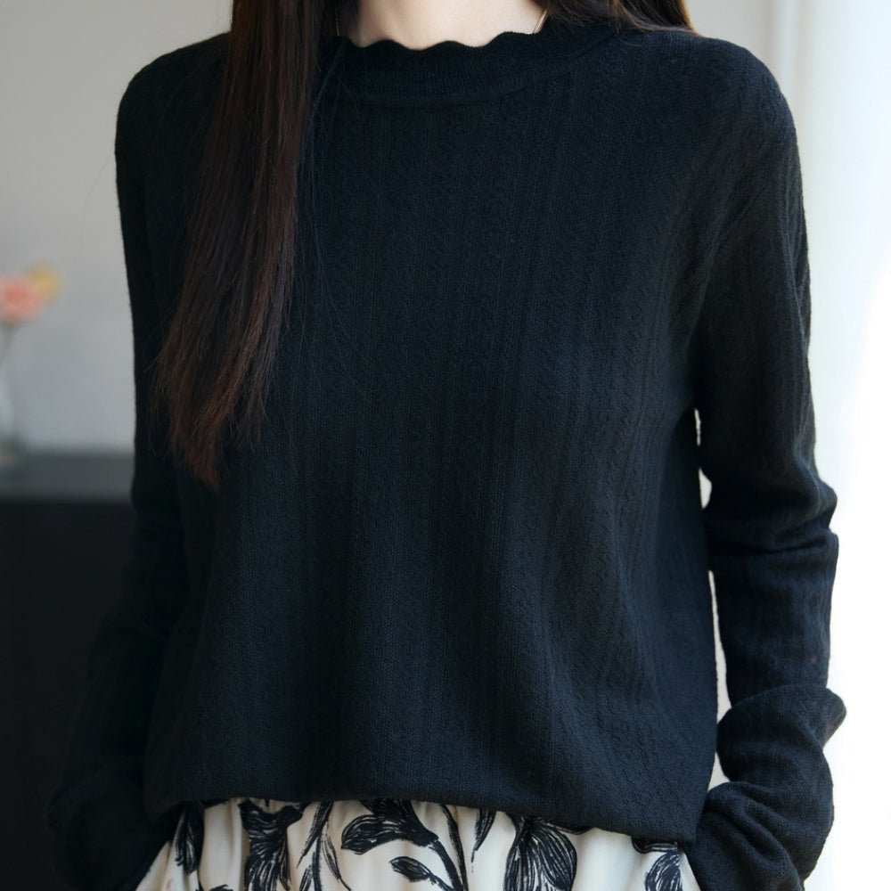 ハーフネックレース編み薄ニット|オフィスカジュアル レディース 通販【ミレジェネ】