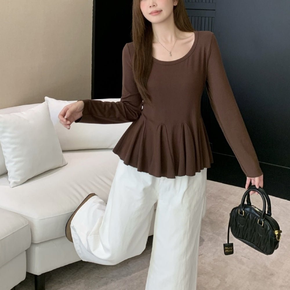 ペプラムリブカットソートップス|オフィスカジュアル レディース 通販【ミレジェネ】