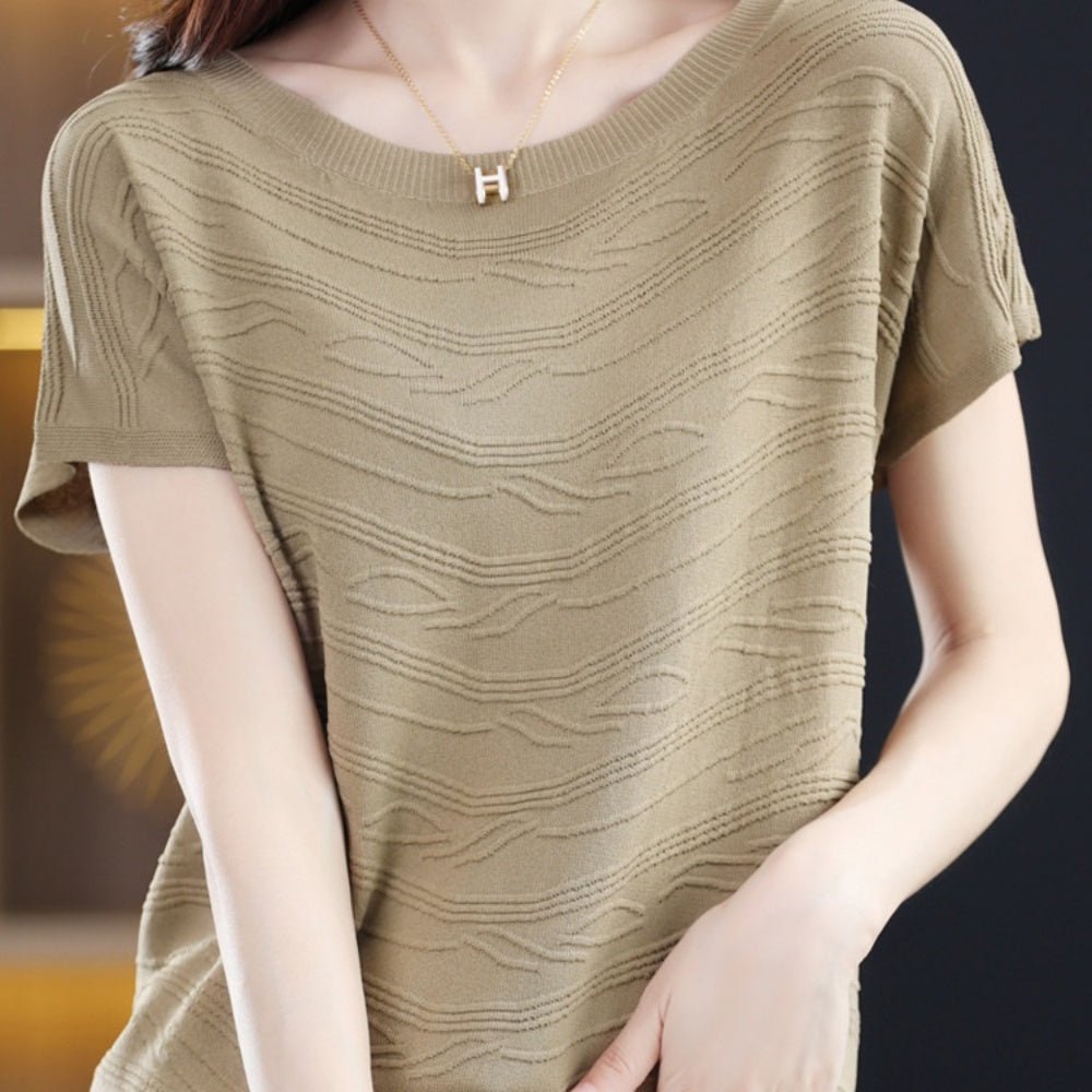 ラウンドネック綺麗め半袖ニット|オフィスカジュアル レディース 通販【ミレジェネ】