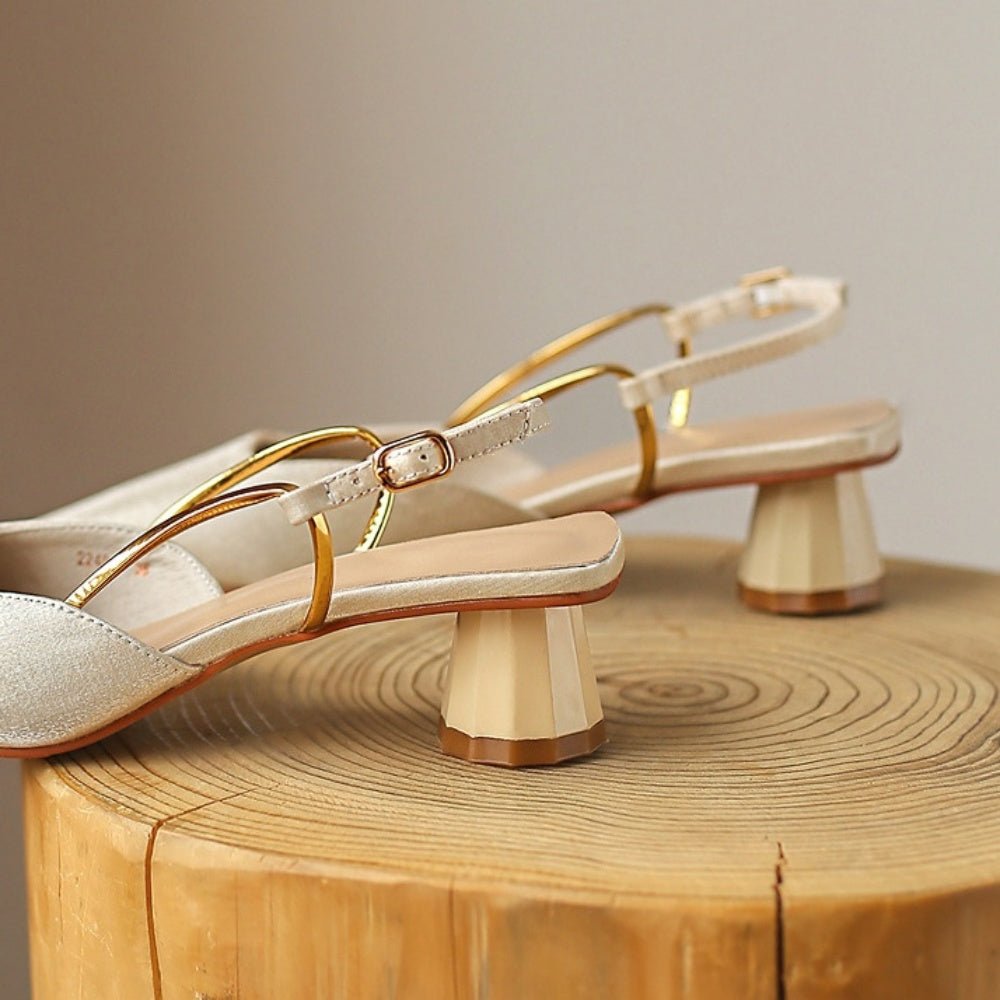 ヒールデザインゴールドモチーフパンプス|オフィスカジュアル レディース 通販【ミレジェネ】