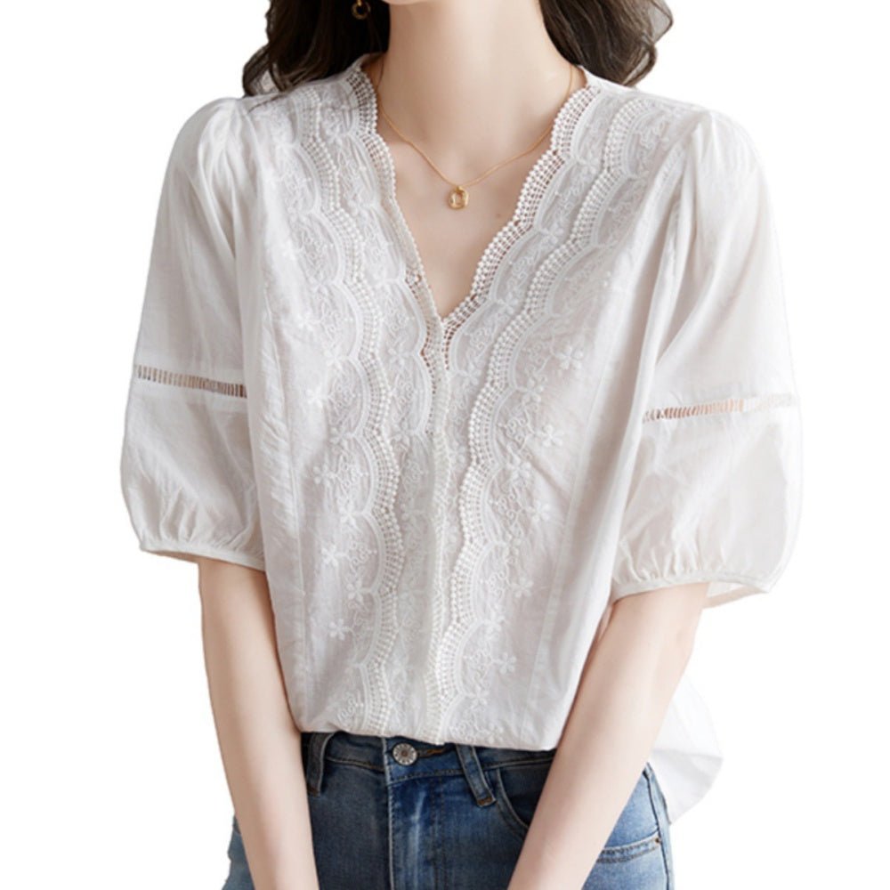 スカラップレースブラウス|オフィスカジュアル レディース 通販【ミレジェネ】