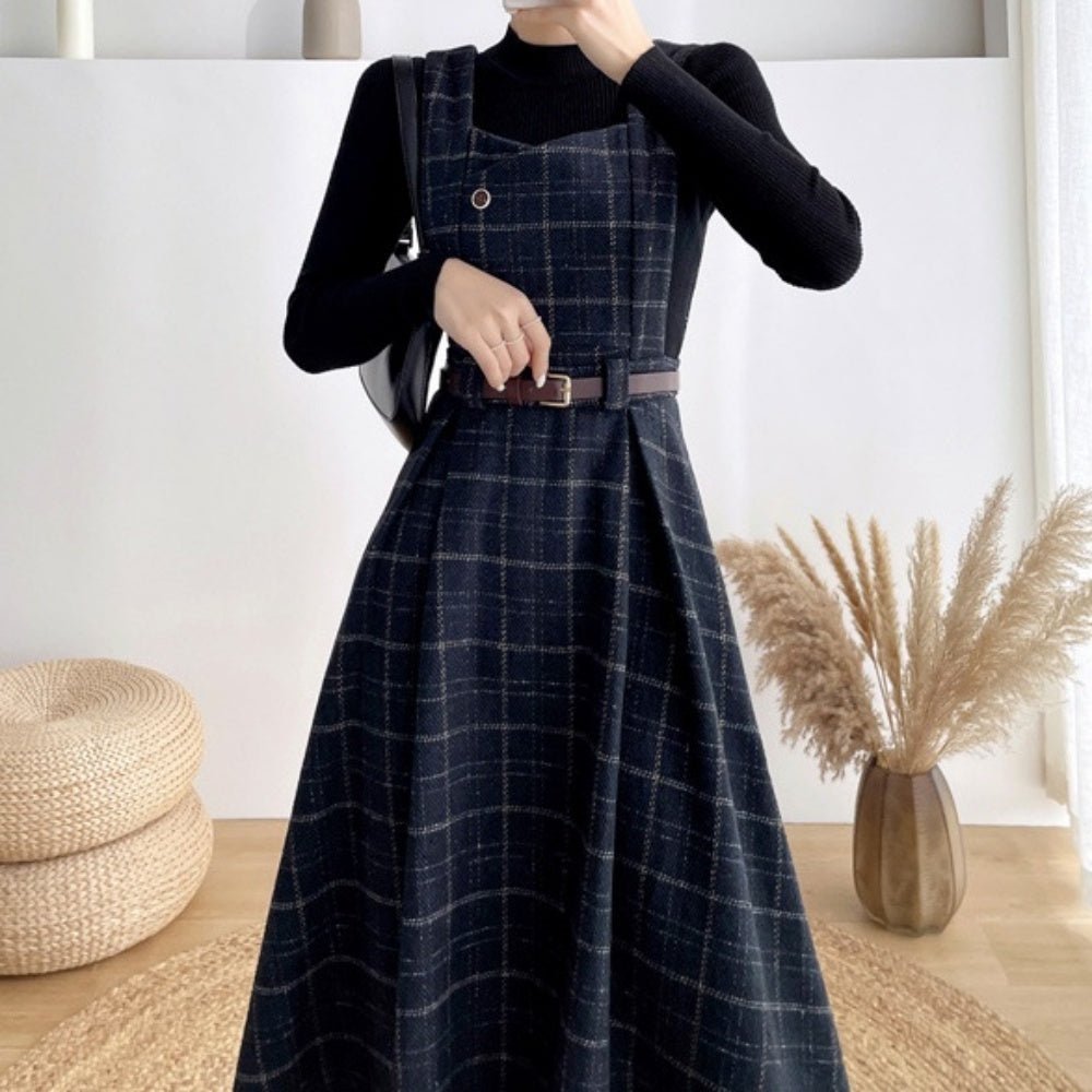 ベルト付きチェックジャンパースカート|オフィスカジュアル レディース 通販【ミレジェネ】