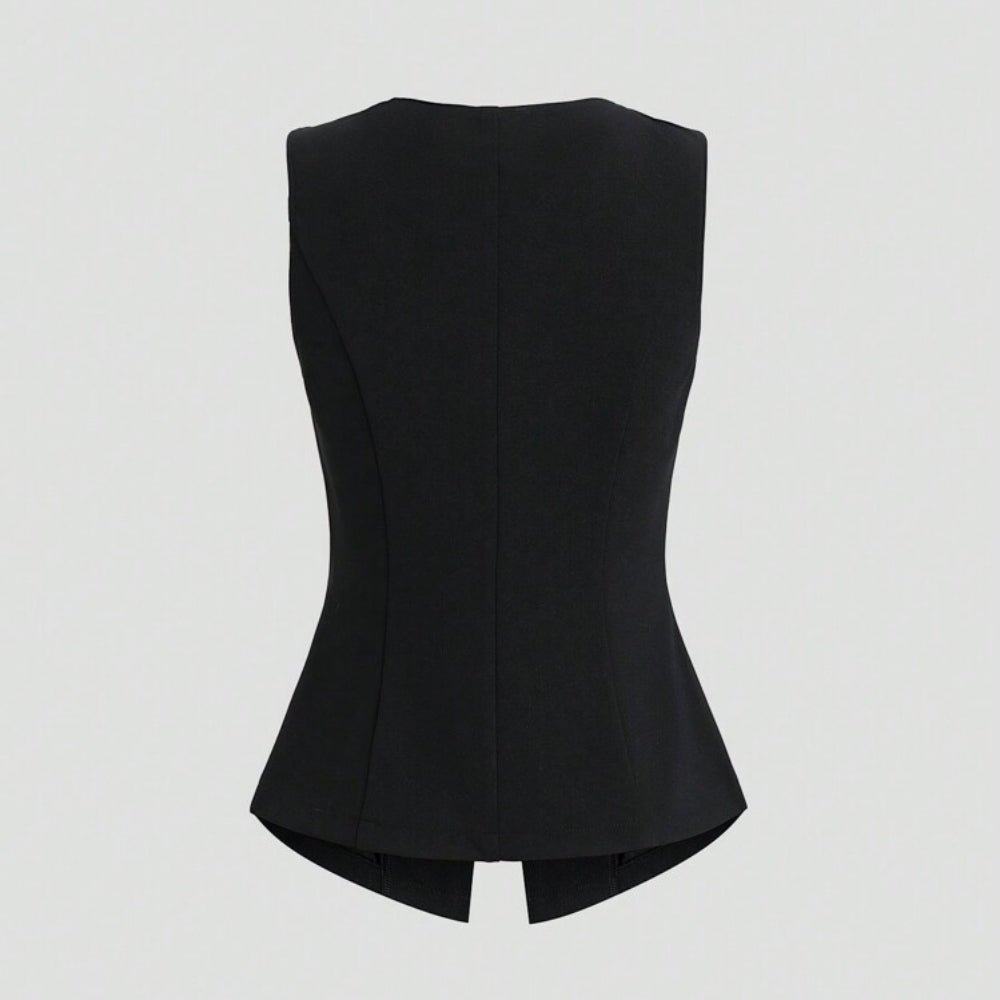 ゴールドボタンラウンドネックベスト|オフィスカジュアル レディース 通販【ミレジェネ】