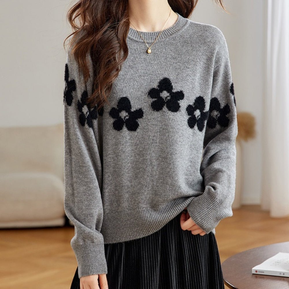 花柄配色ニット|オフィスカジュアル レディース 通販【ミレジェネ】