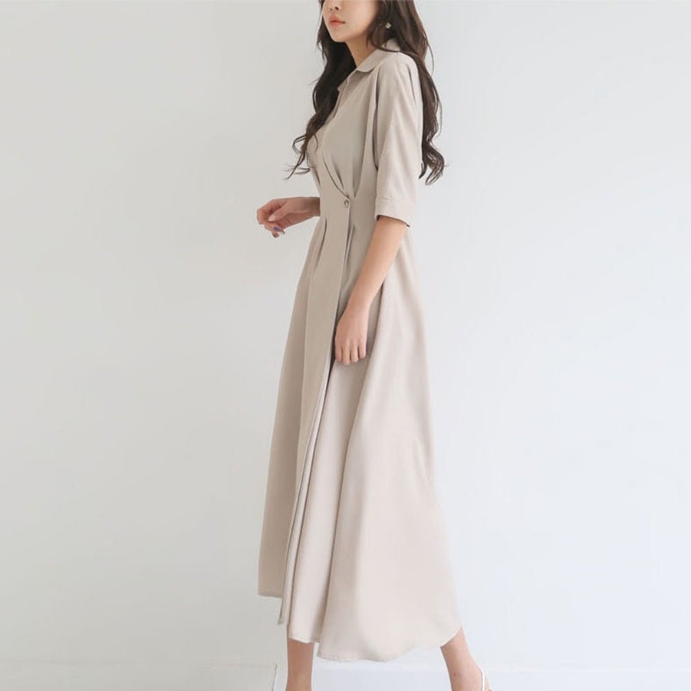 カシュクールハイウエストワンピース|オフィスカジュアル レディース 通販【ミレジェネ】