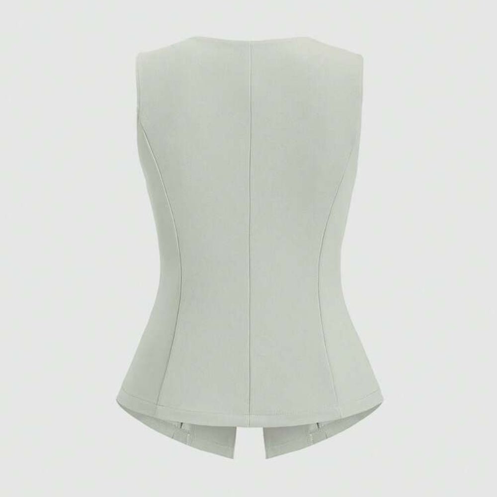 ゴールドボタンラウンドネックベスト|オフィスカジュアル レディース 通販【ミレジェネ】